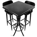 Ver imagem 1 de Cj Mesa Madeira 60x60cm - Bistrô Fixa 98cm + 2 Banquetas 73 - Preta - Liso