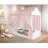 Cama Montessoriana Solteiro Infantil Duda Com Dossel Rosa - 2
