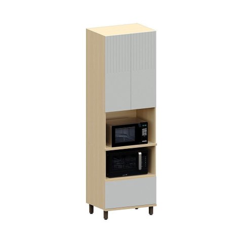 Paneleiro 100% MDF 2 Portas 1 Gaveta com Espaço Torre Quente 70cm Aura Luciane Móveis