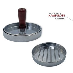 Molde P/ Hambúrguer Artesanal 12cm Alumínio C/ Cabo Madeira - 3