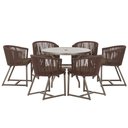 Ver imagem 1 de Mesa com 6 Cadeiras de Jantar Roma 120cm e Noronha em Alumínio Marrom Corda Náutica Estofado 9 Trama