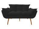 Ver imagem 2 de Kit Namoradeira + 2 Poltronas Decorativa Opala Suede Preto Pés Madeira Ms Decor