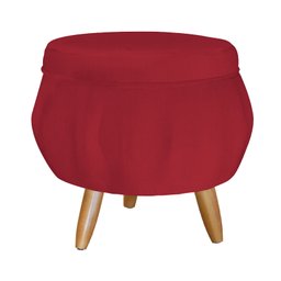 Puff Decorativo Pétala Pés Palito Suede Vermelho - Qlare Estofados - Vermelho - 1