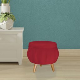Puff Decorativo Pétala Pés Palito Suede Vermelho - Qlare Estofados - Vermelho - 2