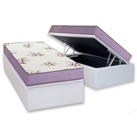 Conjunto Box Baú Solteiro: Colchão Espuma Ortobom D23 Physical Super Resistente Bordado + Base Crc
