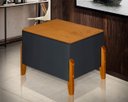 Ver imagem 2 de Puff Báu Retro Tampo em Madeira Premium para Sala e Quarto Recamier Moderno Closet Retro Cor Cinza