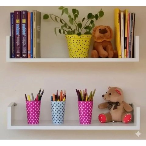 Kit 3 Prateleiras para Livros, Decoração 60cm X 20cm X 11,5cm 100% Mdf Branco Branco