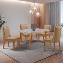 Ver imagem 1 de Mesa de Jantar Copper 120 cm Tampo MDF Vidro Canto Copo com 4 Cadeiras Carolina