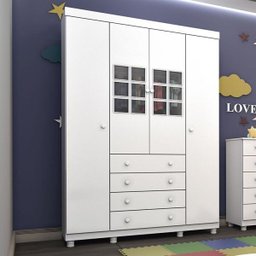 Guarda-Roupa Infantil com Pés Capricho 4 Portas 4 Gavetas - 1