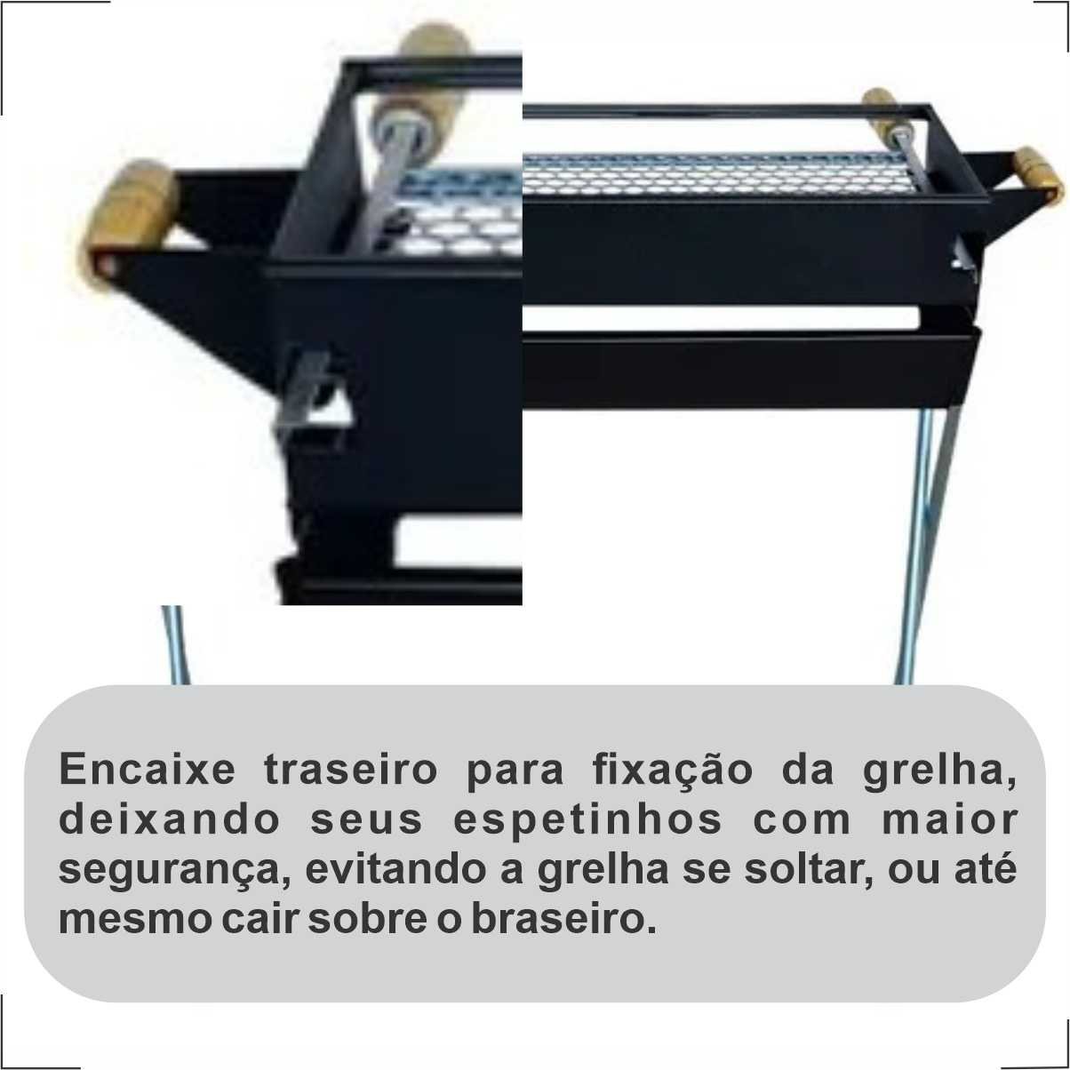 Churrasqueira Para Espetinhos Profissional Espeteira Aço Pintado Reforçada Tamanho 76x25 e Uma Grelh - 2