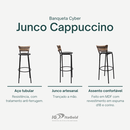 Kit 3 Banquetas 80cm para Balcão Ilha Bancada Área Gourmet Encosto em Junco Banco Itagold - 3