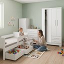 Ver imagem 4 de Kit Quarto Infantil Cama Luna Plus + Cômoda Versátil + Guarda-Roupa Paris 4 Portas Branco
