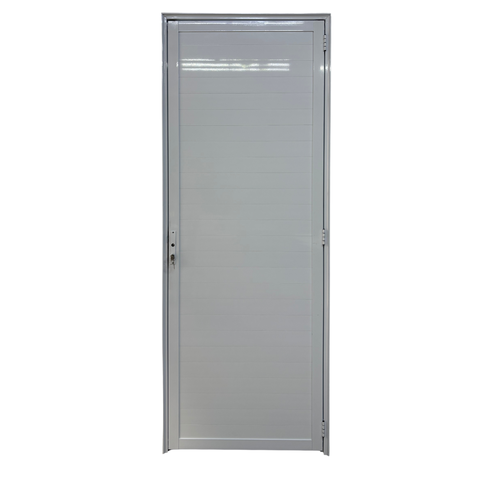 Porta de Aluminio Lambril Branco com Maçaneta Linha 25 - 210x70 Esquerda