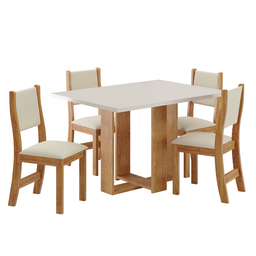 Mesa de Jantar Retangular Holy com 4 Cadeiras Sol Mel/blonde/bege - Casa Giulia - 2