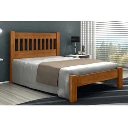 Cama de Casal Pérola de Madeira Maciça Angelim Pedra/tauari - Imbuia - 1