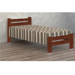 Cama de Solteiro Piazza de Madeira Maciça Angelim Pedra/Tauari - Castanho