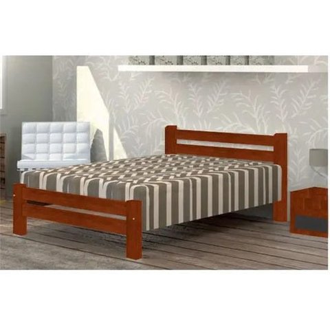 Cama Queen Size Piazza de Madeira Maciça Angelim Pedra/Tauari - Mel