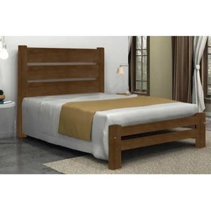 Cama Queen Size Robust de Madeira Maciça Angelim Pedra/Tauari - Imbuia