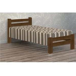 Cama de Solteiro Piazza de Madeira Maciça Angelim Pedra/Tauari - Imbuia