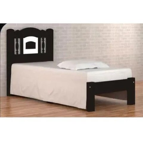 Cama de Solteiro Bella de Madeira Maciça Angelim Pedra/Tauari - Tabaco/Branco