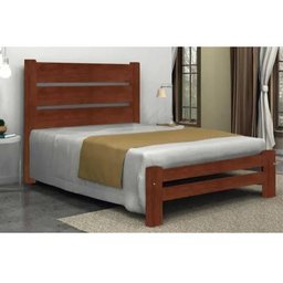 Cama de Casal Robust de Madeira Maciça Angelim Pedra/Tauari - Castanho - 1