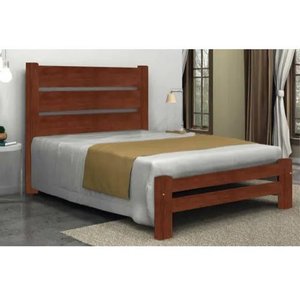Cama de Casal Robust de Madeira Maciça Angelim Pedra/Tauari - Castanho