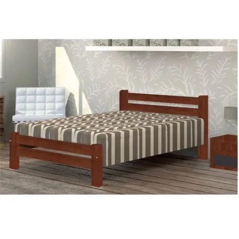 Cama Queen Size Piazza de Madeira Maciça Angelim Pedra/Tauari - Castanho