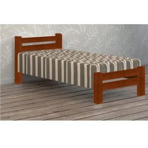 Cama de Solteiro Piazza de Madeira Maciça Angelim Pedra/Tauari - Mel