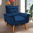 Ver imagem 2 de Kit 2 Poltronas Cadeiras Decorativas Opala Suede Azul Marinho Pés Palito Recepção Sala de Estar