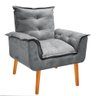 Kit 2 Poltronas Cadeiras Decorativas Opala Suede Cinza Pés Palito Recepção Sala de Estar - 4