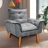 Kit 2 Poltronas Cadeiras Decorativas Opala Suede Cinza Pés Palito Recepção Sala de Estar - 2
