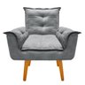 Kit 2 Poltronas Cadeiras Decorativas Opala Suede Cinza Pés Palito Recepção Sala de Estar - 3