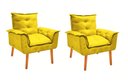 Ver imagem 1 de Kit 2 Poltronas Cadeiras Decorativas Opala Suede Amarelo Pés Palito Recepção Sala de Estar
