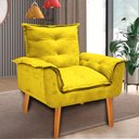 Ver imagem 2 de Kit 2 Poltronas Cadeiras Decorativas Opala Suede Amarelo Pés Palito Recepção Sala de Estar