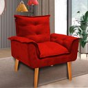 Ver imagem 2 de Kit 2 Poltronas Cadeiras Decorativas Opala Suede Vermelho Pés Palito Recepção Sala de Estar