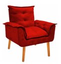 Ver imagem 4 de Kit 2 Poltronas Cadeiras Decorativas Opala Suede Vermelho Pés Palito Recepção Sala de Estar