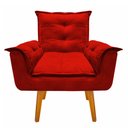 Ver imagem 3 de Kit 2 Poltronas Cadeiras Decorativas Opala Suede Vermelho Pés Palito Recepção Sala de Estar