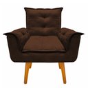 Ver imagem 2 de Poltrona Cadeira Decorativa Opala Suede Marrom Pés Palito Recepção Sala de Estar