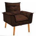 Ver imagem 3 de Poltrona Cadeira Decorativa Opala Suede Marrom Pés Palito Recepção Sala de Estar