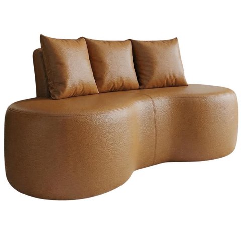 Sofa 2 Lugares Organico 160 Cm Ibiza Corino Caramelo Vazzano