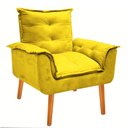 Ver imagem 3 de Poltrona Cadeira Decorativa Opala Suede Amarelo Pés Palito Recepção Sala de Estar