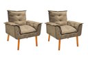 Ver imagem 1 de Kit 2 Poltrona Opala Cadeira Decorativa Suede Cappuccino para Sala Escritório Recepção