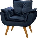 Ver imagem 1 de Poltrona Opala Cadeira Decorativa Suede Azul Marinho para Sala Escritório Recepção