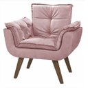 Ver imagem 1 de Poltrona Opala Cadeira Decorativa Suede Rosa para Sala Escritório Recepção