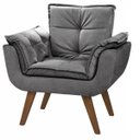 Ver imagem 1 de Poltrona Opala Cadeira Decorativa Suede Cinza para Sala Escritório Recepção
