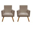 Ver imagem 1 de Kit 2 Poltrona Alice Suede Cappuccino Decorativa Pés Palito Imbuia Mel Cadeira para Sala Recepção