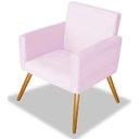 Ver imagem 2 de Kit 2 Poltrona Alice Suede Rosa Bebê Decorativa Pés Palito Imbuia Mel Cadeira para Sala Recepção