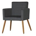 Ver imagem 2 de Kit 2 Poltrona Alice Suede Grafite Decorativa Pés Palito Imbuia Mel Cadeira para Sala Recepção