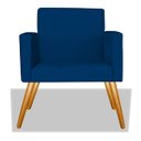 Ver imagem 2 de Poltrona Alice Suede Azul Marinho Decorativa Pés Palito Imbuia Mel Cadeira para Sala Recepção