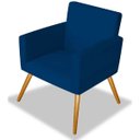 Ver imagem 1 de Poltrona Alice Suede Azul Marinho Decorativa Pés Palito Imbuia Mel Cadeira para Sala Recepção